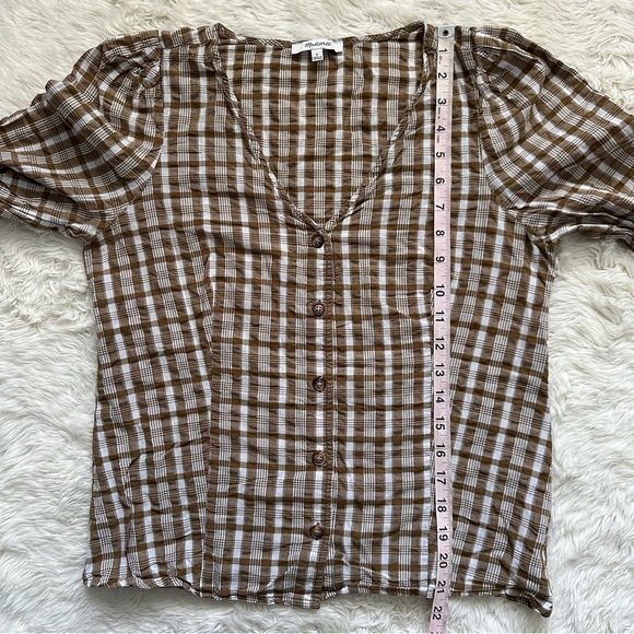 Madewell Shirt Westover Top Button Front in Sandown Plaid Weathered Olive 6 - Picture 11 of 12